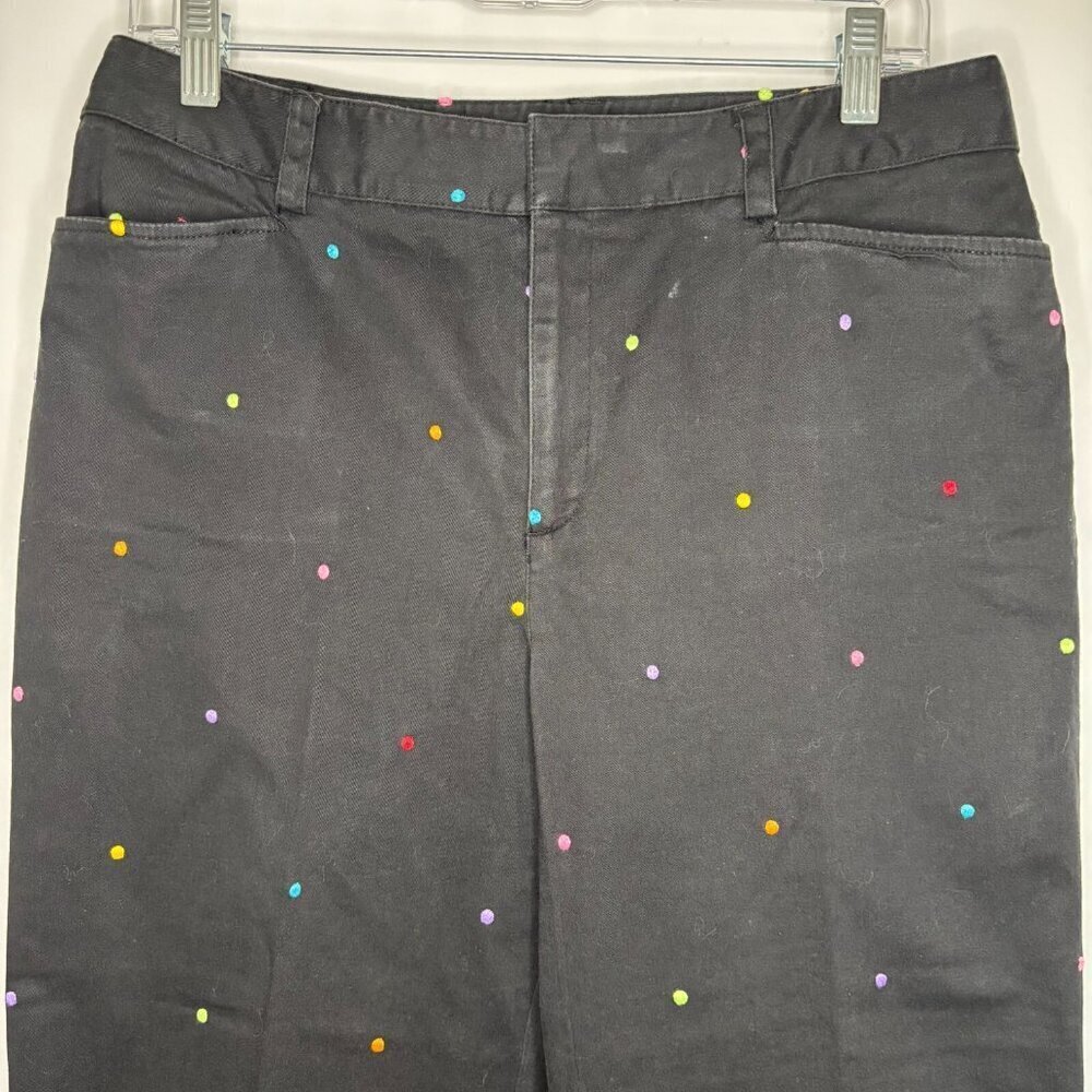 RAFAELLA Capri 12 Black Polka Dot 5-Pocket Stretch Colorful Embroidered